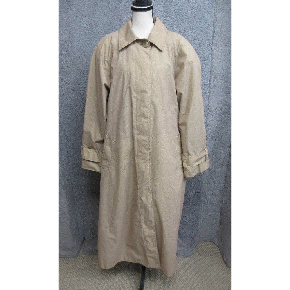 Vintage London Fog Trench Coat Womens 16 Tan Officecore Quiet Luxury Duster Mac